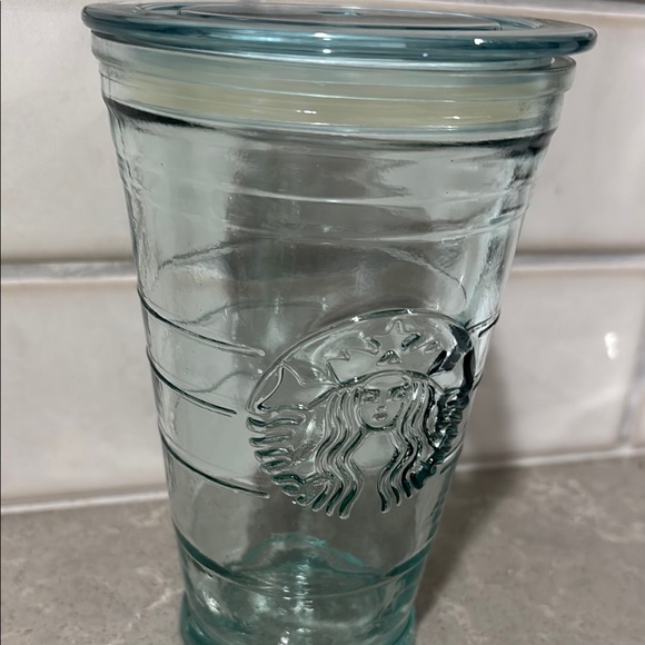 Starbucks Rare Recycled Teal Clear Glass Tumbler - Picture 3 of 9
